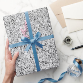 Zilver grijs licht glitter sparren zwart wit cadeaupapier