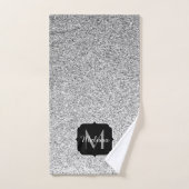 Zilver grijs lichtglitter sparkles Monogram Bad Handdoek (Handdoek)
