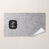 Zilver grijs lichtglitter sparkles Monogram Bad Handdoek (Handdoek)
