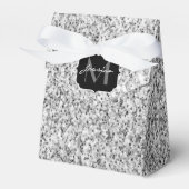 Zilver grijs lichtglitter sparkles Monogram Bedankdoosjes (Voorkant Zijde)