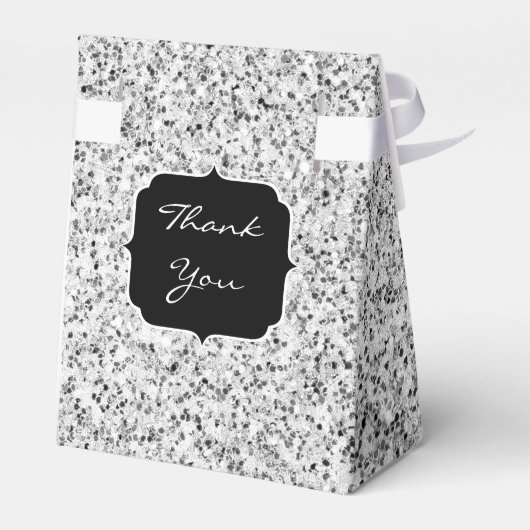 Zilver grijs lichtglitter sparkles Monogram Bedankdoosjes (Achterkant)