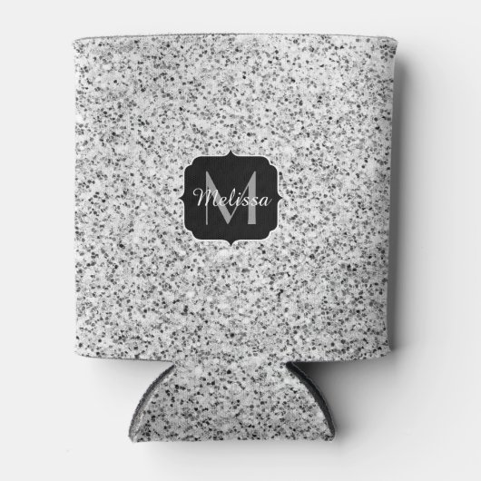 Zilver grijs lichtglitter sparkles Monogram Blikjeskoeler (Voorkant)