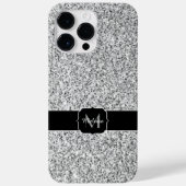 Zilver grijs lichtglitter sparkles Monogram Case-Mate iPhone Case (Achterkant)