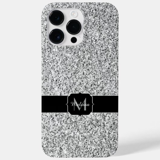 Zilver grijs lichtglitter sparkles Monogram Case-Mate iPhone Case (Achterkant)