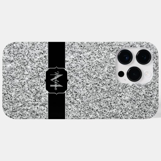 Zilver grijs lichtglitter sparkles Monogram Case-Mate iPhone Case (Achterkant (horizontaal))