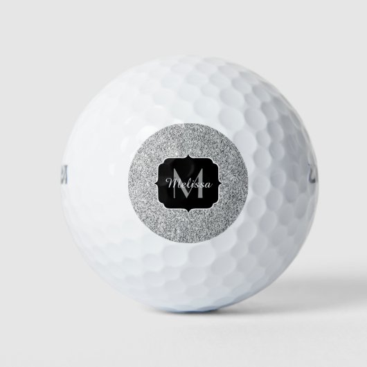 Zilver grijs lichtglitter sparkles Monogram Golfballen (Voorkant)