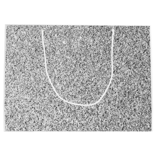 Zilver grijs lichtglitter sparkles Monogram Groot Cadeauzakje (Achterkant)
