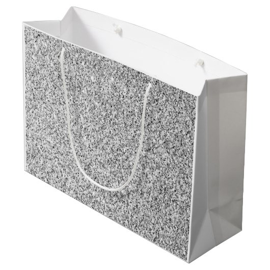 Zilver grijs lichtglitter sparkles Monogram Groot Cadeauzakje (Achterkant Gekanteld)