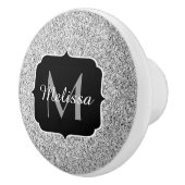 Zilver grijs lichtglitter sparkles Monogram Keramische Knop (Rechts)