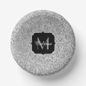 Zilver grijs lichtglitter sparkles Monogram Papieren Kommen (Voorkant)