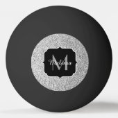 Zilver grijs lichtglitter sparkles Monogram Pingpongbal (Voorkant)