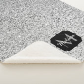 Zilver grijs lichtglitter sparkles Monogram Sherpa Deken (3/4)