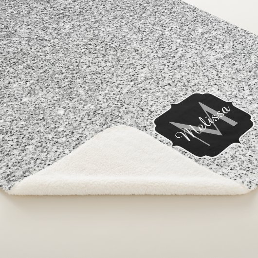 Zilver grijs lichtglitter sparkles Monogram Sherpa Deken (3/4)