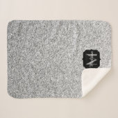 Zilver grijs lichtglitter sparkles Monogram Sherpa Deken (Voorkant (horizontaal))