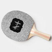 Zilver grijs lichtglitter sparkles Monogram Tafeltennisbatje (Zijkant)