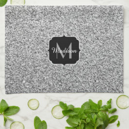 Zilver grijs lichtglitter sparkles Monogram Theedoek