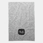 Zilver grijs lichtglitter sparkles Monogram Theedoek (Verticaal)