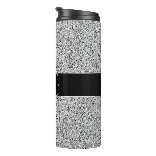 Zilver grijs lichtglitter sparkles Monogram Thermosbeker (Geroteerd rechts)