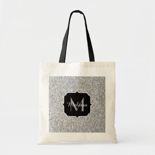 Zilver grijs lichtglitter sparkles Monogram Tote Bag (Voorkant)