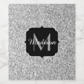 Zilver grijs lichtglitter sparkles Monogram Wijn Etiket (Enkel label)