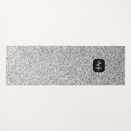 Zilver grijs lichtglitter sparkles Monogram Yogamat (Voorkant (horizontaal))