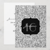 Zilver grijs lichtglitter sparkles Sweet 16 Kaart (Voorkant / Achterkant)