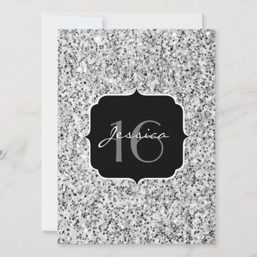 Zilver grijs lichtglitter sparkles Sweet 16 Kaart (Voorkant)