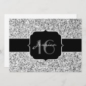 Zilver grijs lichtglitter sparkles Sweet 16 Kaart (Voorkant / Achterkant)