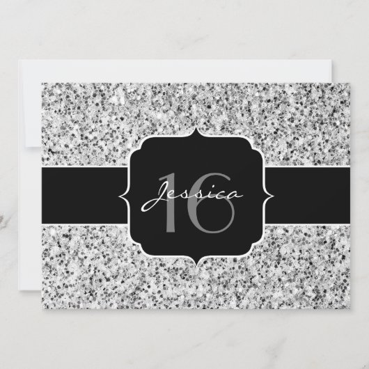 Zilver grijs lichtglitter sparkles Sweet 16 Kaart (Voorkant)