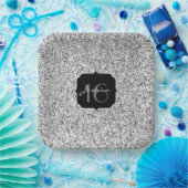 Zilver grijs lichtglitter sparkles Sweet 16 Papieren Bordje (Feest)