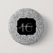 Zilver grijs lichtglitter sparkles Sweet 16 Ronde Button 5,7 Cm (Voorkant)