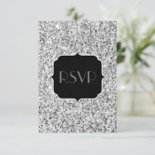 Zilver grijs lichtglitter sparkles Sweet 16 RSVP Kaartje (Staand voorkant)