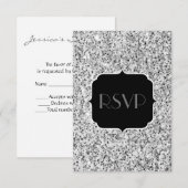 Zilver grijs lichtglitter sparkles Sweet 16 RSVP Kaartje (Voorkant / Achterkant)