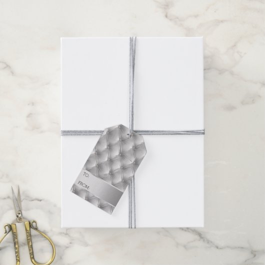 Zilver Grijs Luxe faux Velvet Kerstmis Cadeaulabel (Met Touw)