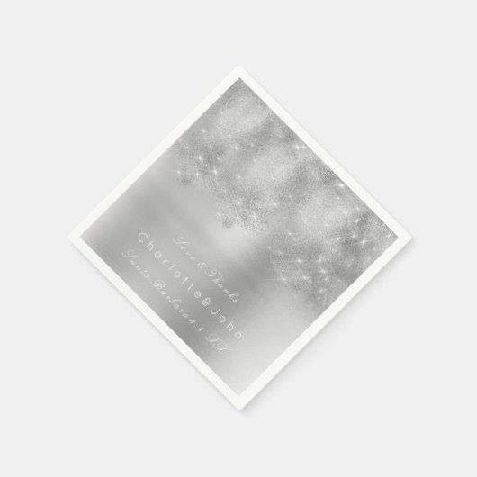 Zilver Grijs Metaal Wit Glitter Bruids Lief Meisje Servet (Hoek)