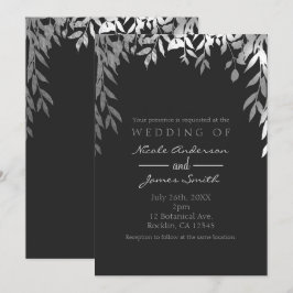 Zilver & Grijs Modern Glam Botanische Bladeren Bru Kaart