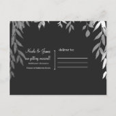 Zilver & Grijs Modern Glam Botanische Save the Dat Aankondigingskaart (Achterkant)