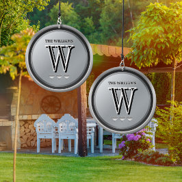 Zilver Grijs Monogram Gepersonaliseerde Familie Ho Windgong