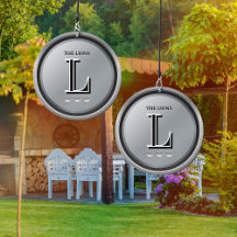 Zilver Grijs Monogram Gepersonaliseerde Familie Ho