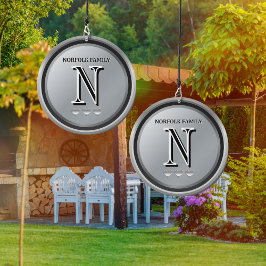 Zilver Grijs Monogram Gepersonaliseerde Familie Ho Windgong