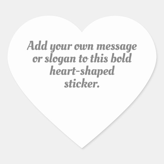 Zilver grijs omlijnd hart met uw bericht hart sticker (Voorkant)