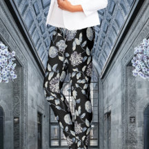 Zilver grijs op zwarte moderne Floral Toile