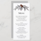 Zilver, grijs, roestbruin winterbruiloft menu (Voorkant / Achterkant)