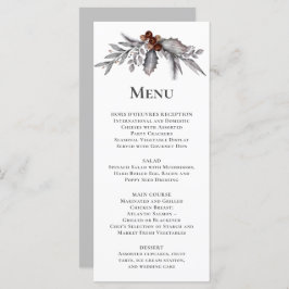 Zilver, grijs, roestbruin winterbruiloft menu