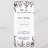 Zilver, grijs, roestbruine vogel winter botanische menu (Voorkant)