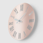 Zilver grijs Roos roze minimale Romeinse cijfers l Grote Klok (Hoek)