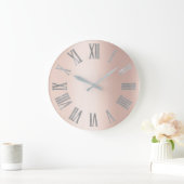 Zilver grijs Roos roze minimale Romeinse cijfers l Grote Klok (Huis)