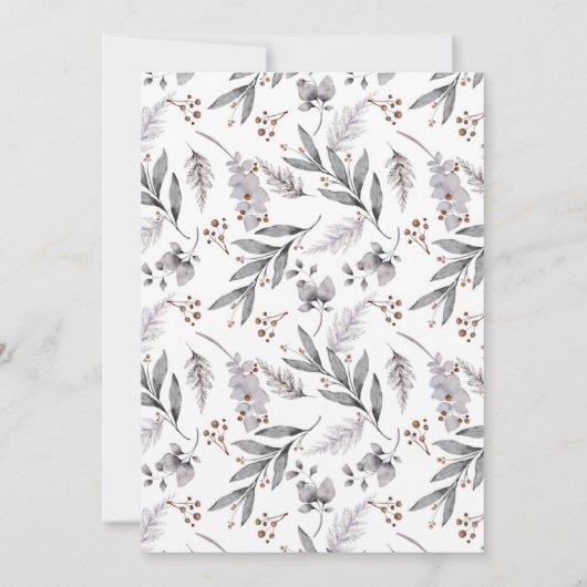 Zilver, grijs, Rusty Brown Lijst Winter Wedding Kaart (Achterkant)