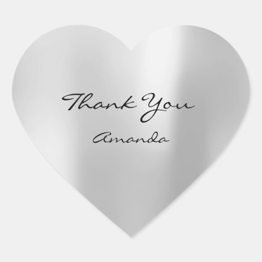 Zilver Grijs Schoonheid Naam Bruids Hart Dank Hart Sticker (Voorkant)