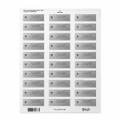 Zilver & Grijs Strepen Monogram Retouradres Etiket (Full Sheet)